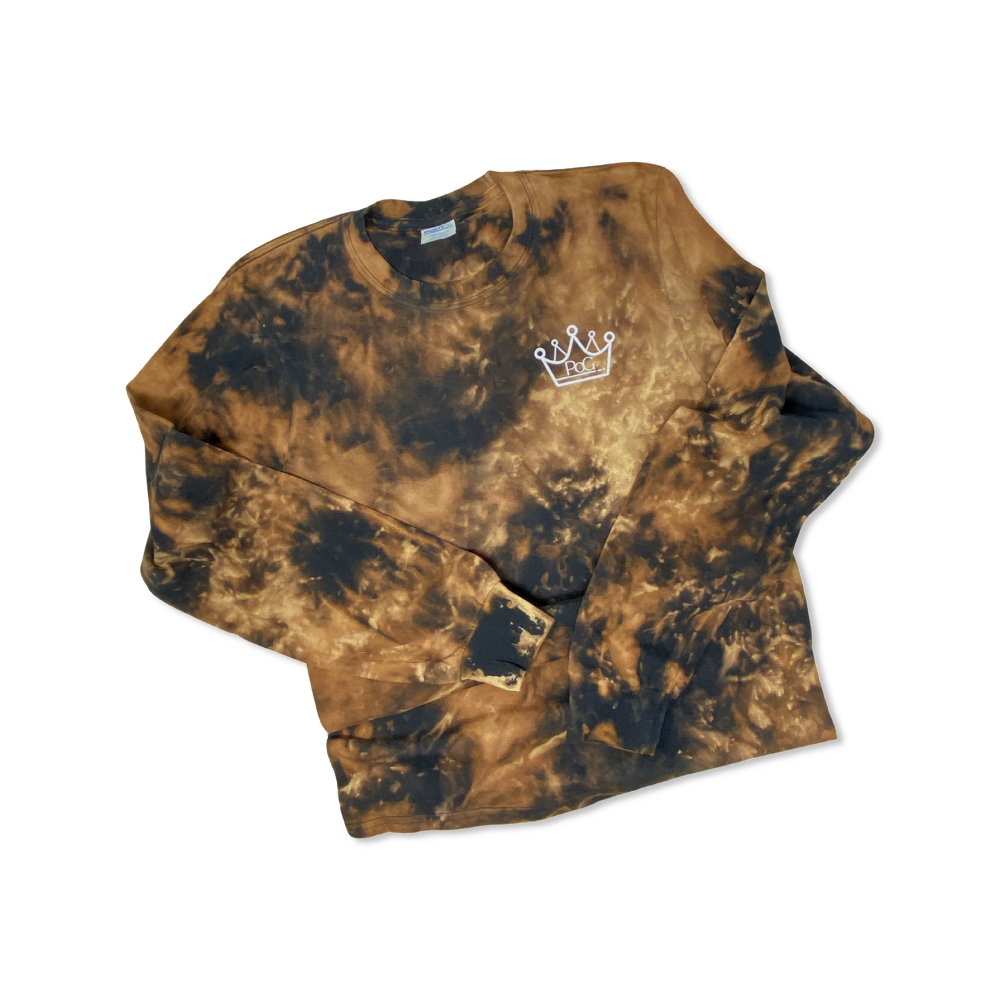 Distressed Cross-Acid Wash Long Sleeve Tee