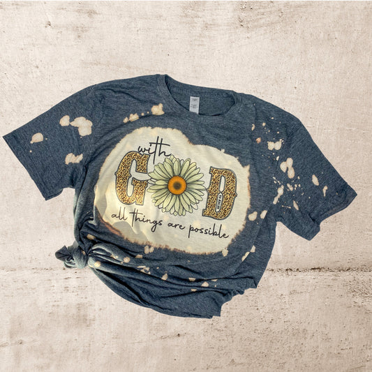 With God All Things Are Possible Acid Wash T-shirt